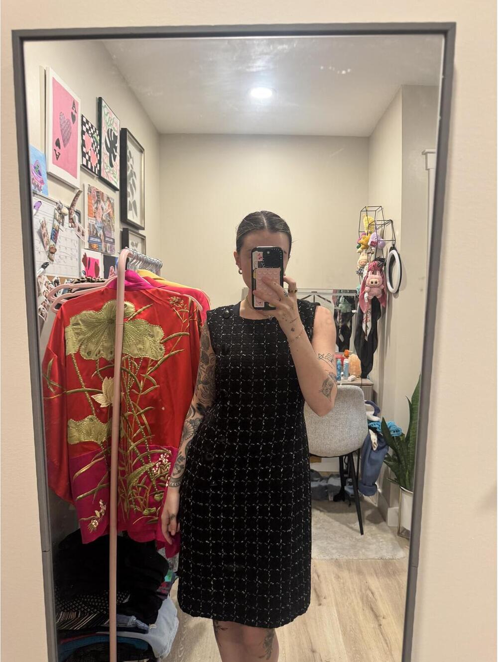 Ann Taylor Tweed Sheath Dress Size 4 Black White Career Chic
